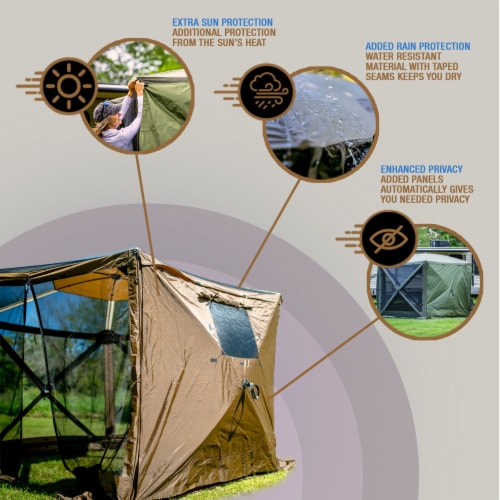 Clam Quick-Set Screen Hub Tent Wind & Sun Panels, Accessory Only, Tan (3 Pack) Perspective: bottom