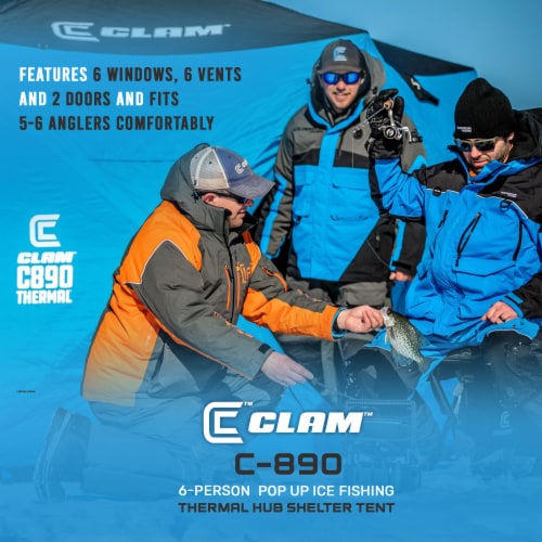 CLAM C-890 Portable 11.5 Ft 6 Person Pop Up Ice Fishing Thermal