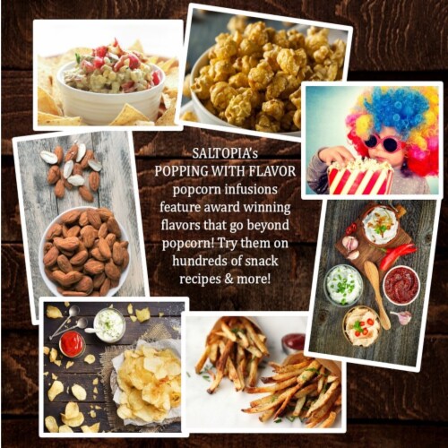SALTOPIAs POPPING WITH FLAVOR, 6 Pack Variety of Flavors for Popcorn & Lots of Other Recipes Perspective: bottom