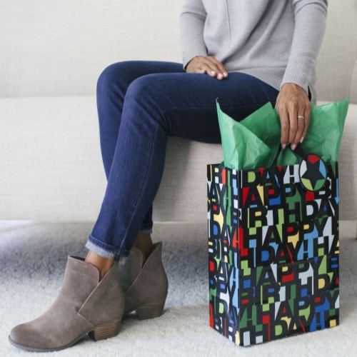 Hallmark #54 Large Birthday Gift Bag with Tissue Paper (Black Letters) Perspective: bottom