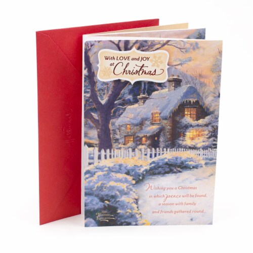 Christmas Card #26: Hallmark Thomas Kinkade Christmas Card (Snow Cabin) Perspective: bottom