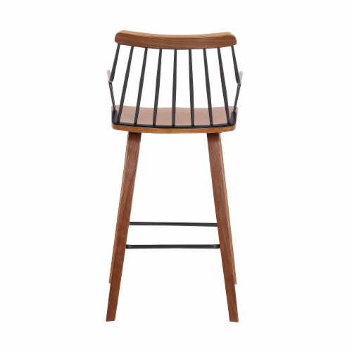 Micah Walnut and Metal Modern 26" Counter Height Bar Stool Perspective: bottom