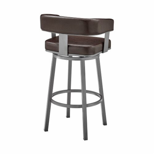 Lorin 26 Counter Height Swivel Bar Stool in Java Brown Finish and Chocolate Faux Leather 1 QFC