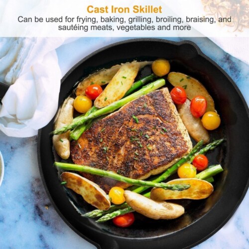 Pre-Seasoned Cast Iron Skillet Oven Safe Cookware Heat-Resistant