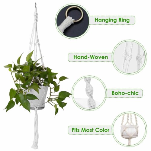 2Pcs Plant Hanger Flowerpot Net Bag 40in Cotton Rope Plant Hangers 4Legs Plant Hanger Perspective: bottom