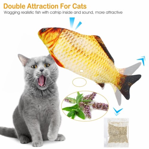 2 Pack Electric Moving Fish Cat Toy Realistic Wagging Fish Catnip Kicker Dog  Toy