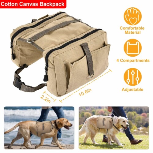 Pet Dog Backpack Hound Hiking Camping Saddle Bag Cotton Canvas For Medium Large Dog 1 unit Foods Co