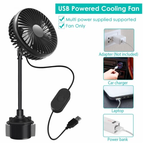 Car Cooling Fan Portable Car Cup Holder Fan Adjustable Gooseneck Fan with 3 Speeds for Car Perspective: bottom