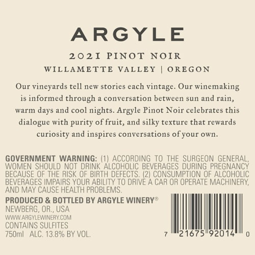 Argyle Grower Series Pinot Noir Oregon Red Wine Perspective: bottom