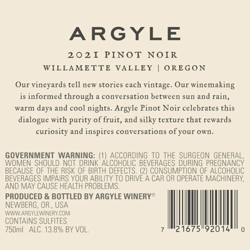 Argyle Grower Series Pinot Noir Oregon Red Wine Perspective: bottom
