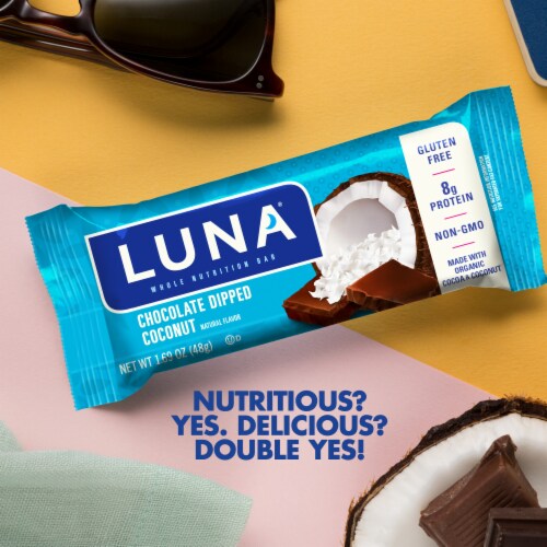 LUNA Chocolatey Dipped Coconut Gluten Free Snack Bars Perspective: bottom