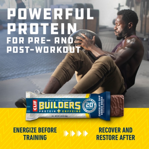Clif Builders + Caffeine Chocolate Chip Cookie Dough Protein Bars Perspective: bottom