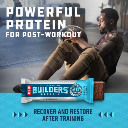 Clif Builders Cookies 'N Cream Flavor Protein Bars Perspective: bottom