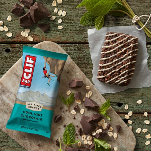 Clif Bar Cool Mint Chocolate With Caffeine Energy Bars Perspective: bottom
