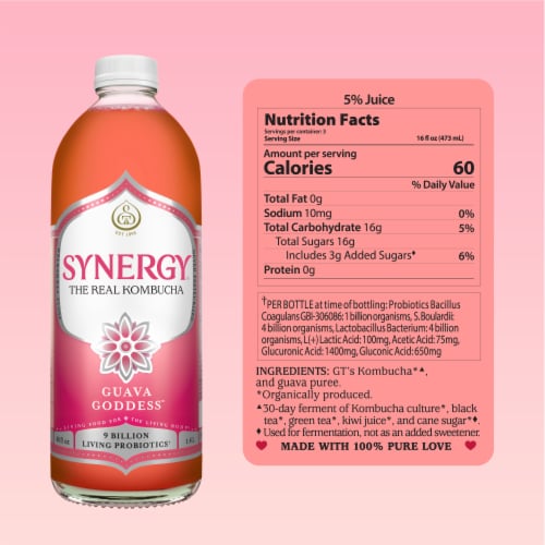 Synergy The Real Kombucha, Guava Goddess Perspective: bottom