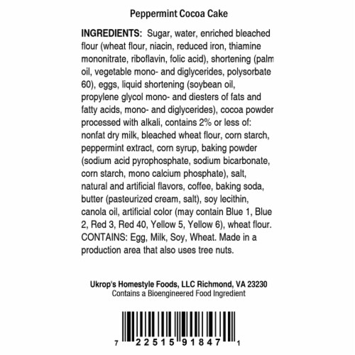 Ukrop's™ Peppermint Cocoa Cake Perspective: bottom
