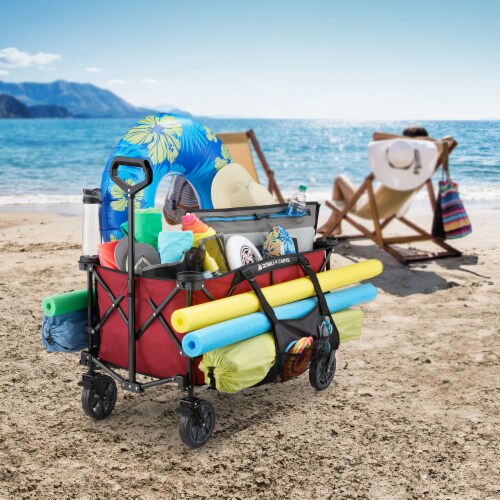 Gorilla Carts 7 Cubic Feet Foldable Utility Beach Wagon w/ Oversized Bed,  Red, 1 Piece - Pay Less Super Markets