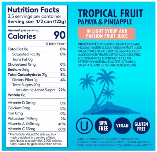 Dole Tropical Fruit in Light Syrup and Passion Fruit Juice 15.25 oz (Pack of 3) Perspective: bottom