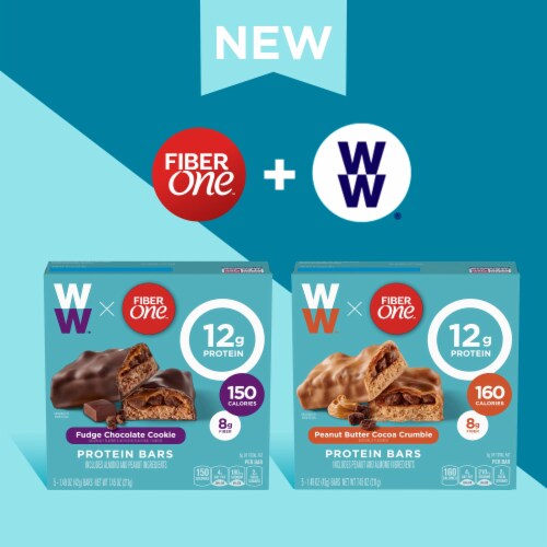 Fiber One Weight Watchers Chewy Protein Bars, Fudge Chocolate Cookie, 5 ct (Pack of 14) Perspective: bottom