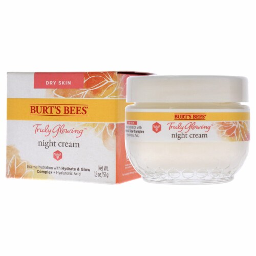 Burt S Bees Truly Glowing Night Cream for Dry Skin 1.8 Fluid Ounces (Pack of 4) Perspective: bottom