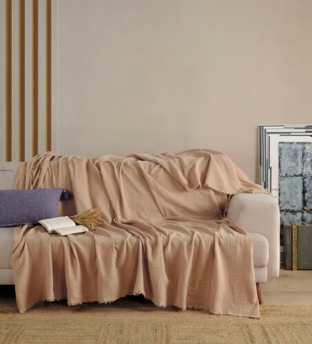 Textile Muslin Striped Cotton Full Coverlet Perspective: bottom