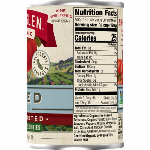 Muir Glen™ Organic Diced Fire Roasted with Medium Green Chilies Canned Tomatoes Perspective: bottom