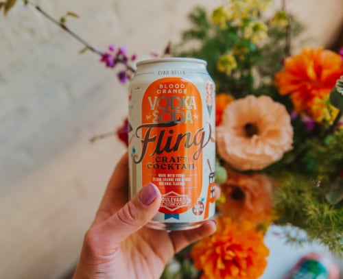Boulevard Brewing Co. Fling Blood Orange Vodka Soda Craft Cocktail Perspective: bottom