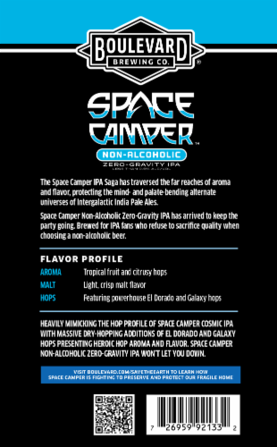 Boulevard Brewing Co® Space Camper Non-Alcholic Zero-Gravity IPA Craft Beer Perspective: bottom