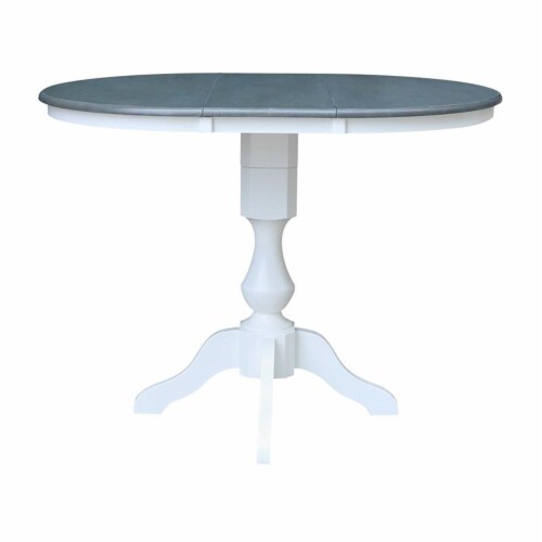 36 in. Counter Height Wood Dining Table with 12 in. Leaf in White/Heather Gray Perspective: bottom