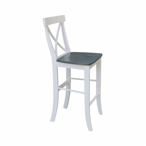 X-back Solid Wood Bar Height Stool  in White/Heather Gray Perspective: bottom