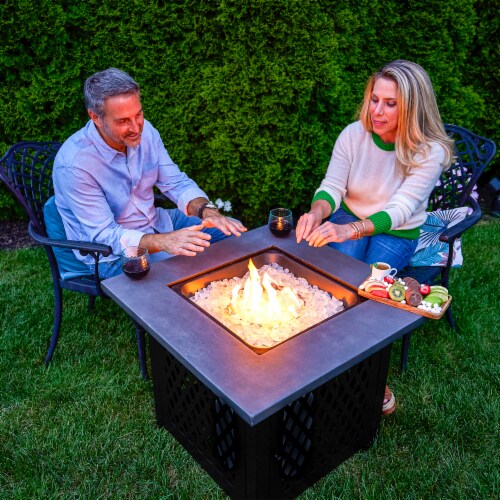 Endless Summer Charles 30 Inch Square Outdoor UV Printed LP Gas Fire Pit Table Perspective: bottom