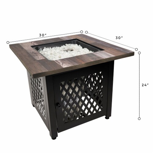 Endless Summer Nate 30 Inch Square Outdoor UV Printed LP Gas Fire Pit Table Perspective: bottom