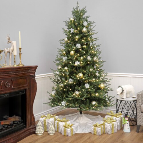 7 1/2' Feel Real® Wenatchee Fir Hinged Tree with Warm White LED Lights Perspective: bottom
