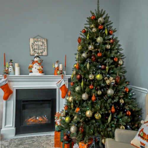 National Tree Company Dunhill Fir 6.5 Foot Christmas Tree with Multicolor Lights Perspective: bottom