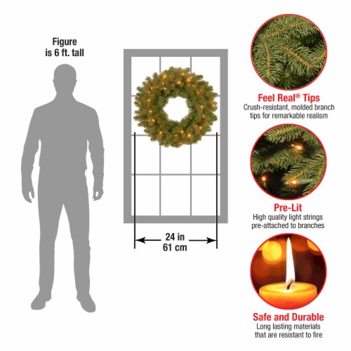 24 in. Pre-Lit Downswept Douglas Wreath with Warm White LED Lights- National Tree Company Perspective: bottom