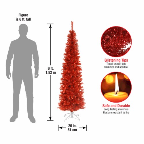 National tree company artificial christmas tree red tinsel includes