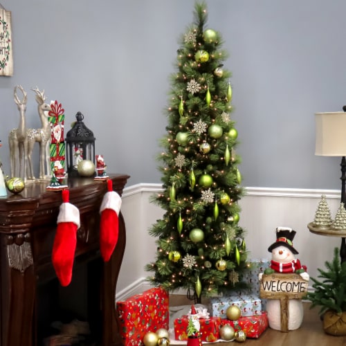 National Tree Company 6.5 ft. Carolina Pine Slim Tree with Clear