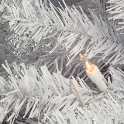 National Tree Company 12 ft Artificial Pre-Lit Slim Christmas Tree, White, Kingswood Fir, Perspective: bottom
