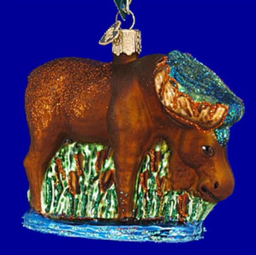 Old World Christmas MUNCHING MOOSE Glass Ornament Wild Life Animal Deer 12135 Perspective: bottom