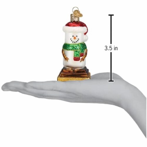 Old World Christmas S'mores Snowman Glass Marshmellows Chocolate 24216 Perspective: bottom