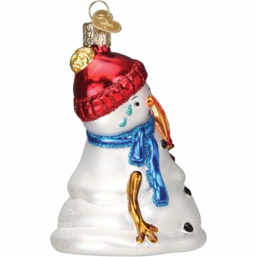 Old World Christmas 4.25 Inches Flamin' Hot Cheetos Snowman Glass Ornament Melting 24221 Perspective: bottom
