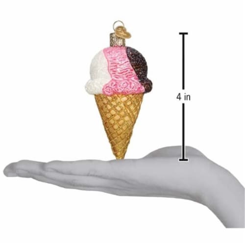 Old World Christmas Neapolitan Ice Cream Cone Glass Ornament Sugar Cone 32509 Perspective: bottom
