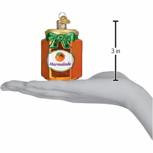 Old World Christmas Glass Blown Jar of Marmalade Ornament, Orange, 3 Perspective: bottom