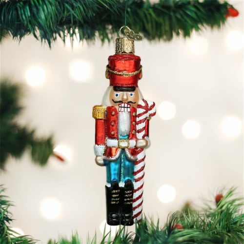 Old World Christmas Glass Blown Ornaments Peppermint Nutcracker Perspective: bottom