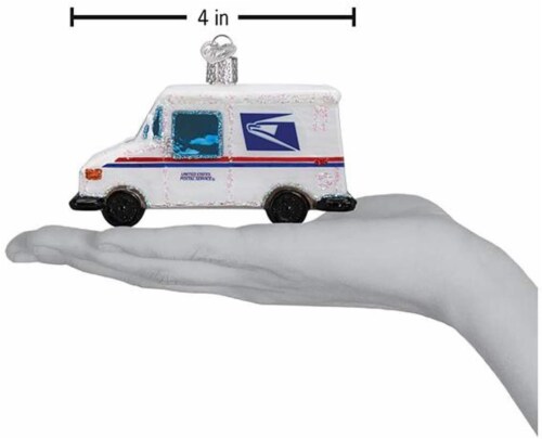 Old World Christmas 2.25 Inches Tall Usps Mail Truck Glass