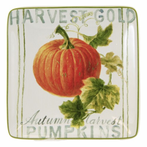 Tabletop Autumn Harvest Canape Plate Set Ceramic Thanksgiving Fall St/4 37250 Perspective: bottom