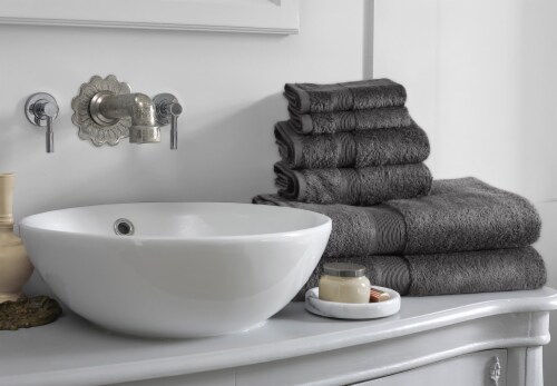 BLC 100% Cotton Bath Towels 6 Pack 2 Bath Towels, 2 Hand Towels, and 2 Washcloths - Charcoal Perspective: bottom