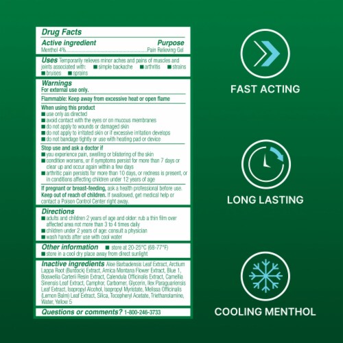 Biofreeze Menthol Back Knee Muscle Joint and Arthritis Pain Relief Gel Tube Perspective: bottom