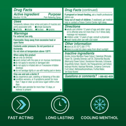 Biofreeze Menthol Back Knee Muscle Joint and Arthritis Pain Relief Spray Perspective: bottom