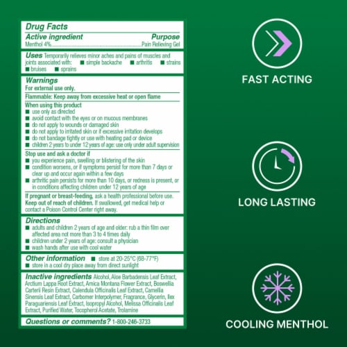 Biofreeze Menthol Overnight Back Knee Muscle Joint and Arthritis Pain Relief Gel Perspective: bottom